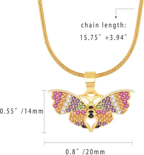 Miniatura 3 de BZEBI - Collares de mariposa para mujeres y niñas, delicados, chapados en oro de 14 quilates, circonita cúbica, joyería de Navidad, día de Acción