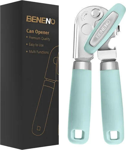 Miniatura 13 de Beneno Abrelatas manual resistente con imán, hoja de acero al carbono afilada duradera, corte suave, gran perilla de ahorro de esfuerzo y mango