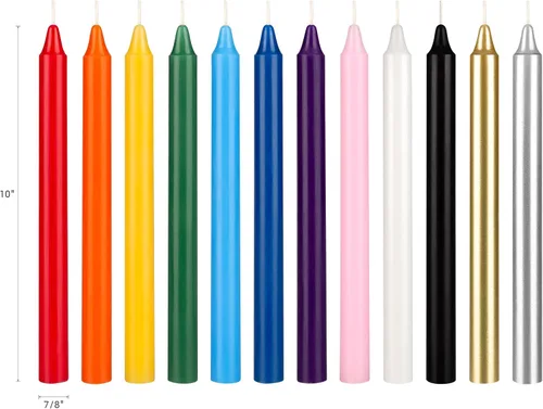 Miniatura 2 de Mega Candles 12 velas rectas sin perfume de colores surtidos supremos, velas de cera hechas a mano de 10 pulgadas x 7/8 pulgadas, campanadas