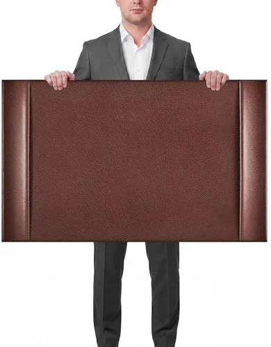 Miniatura 7 de Protector de Escritorio de Cuero 30" x 18" Almohadilla de Escritorio de Cuero con Rieles Laterales Tapete de Escritorio para Oficina Hogar Lugar
