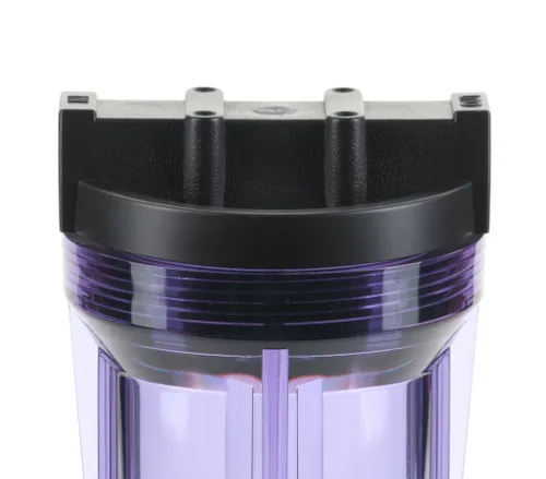 Miniatura 2 de Hydronix HF3-10CLBK14, vivienda transparente de 10" con casquillo negro de la costilla para los sistemas del RO y de la filtración, puertos de 1/4