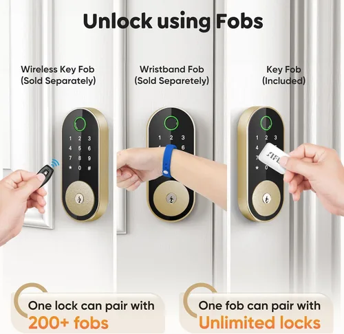 Miniatura 4 de Cerradura inteligente de huellas dactilares con teclado, bloqueo de entrada sin llave para el hogar, apartamento, oficina, Airbnb, alquiler, niños