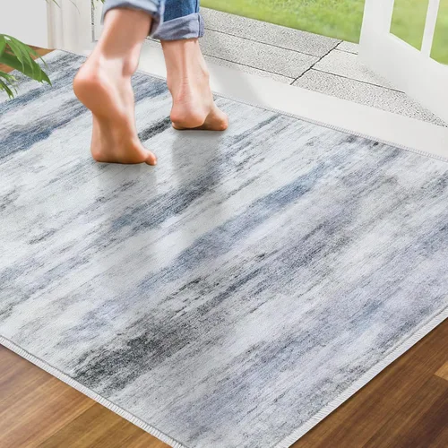 Miniatura 7 de CRISTGEE - Alfombra de puerta, alfombra de entrada interior falsa de lana antideslizante, alfombra de entrada absorbente y abstracta para el pasillo