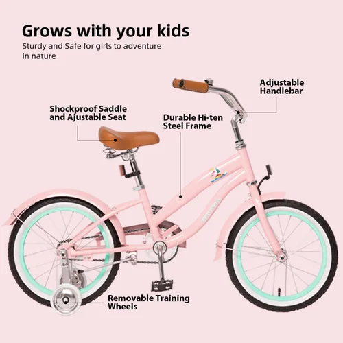 Miniatura 2 de ACEGER Bicicleta crucero de playa para niñas de 5 a 13 años, 16" 18" 20" 24" bicicleta de una sola velocidad para niños incluye freno contrapedal