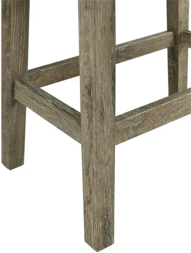 Miniatura 7 de BOWERY HILL Juego de mesa de bar de madera, acabado de papel 3D de roble claro, incluye mesa rectangular y 3 taburetes tapizados con asientos