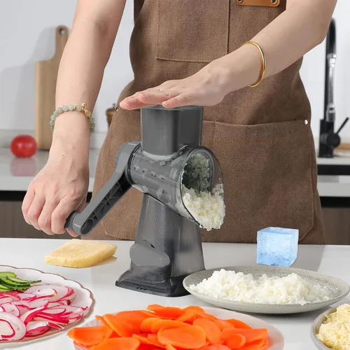 Miniatura 2 de KalraMay Rallador de Queso, Rallador de Queso Giratorio con Asa, Rallador de Queso Giratorio Multifuncional que Ralla sin Esfuerzo Queso, Verduras