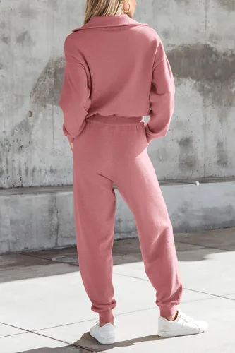 Miniatura 23 de PRETTYGARDEN Conjunto de suéter de 2 piezas para mujer, sudadera con cremallera, pantalones deportivos, ropa casual