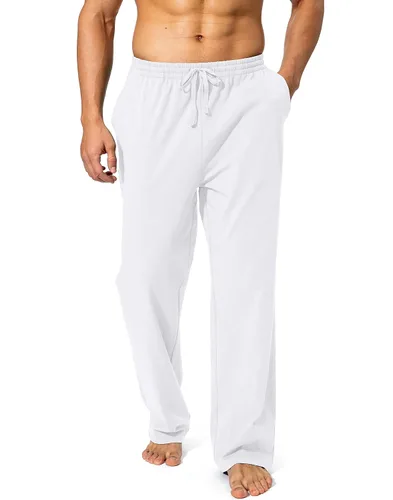 Miniatura 2 de Pudolla - Pantalones deportivos de algodón para hombre, para yoga, pantalones deportivos con parte inferior abierta, informal, pantalones de jersey