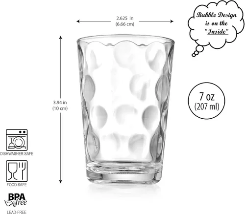 Miniatura 3 de Home Essentials - Juego de 10 vasos de jugo, cristalería de 7 onzas, vasos pequeños con lente circular interior. Ideal para jugo, leche, agua; aptos