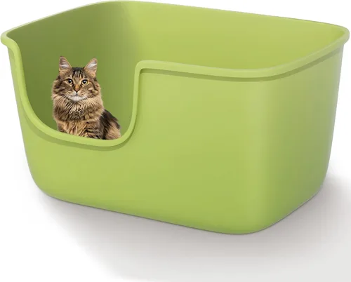 Vealind Caja de Arena Grande para Gatos de Interior con Lados Altos y Entrada Baja Caja de Arena 22.2"×14.9"×12" Cajas de Arena Altas con Pared