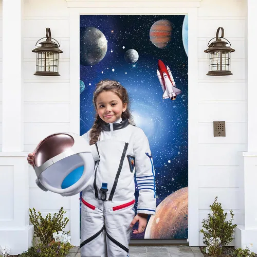 Miniatura 6 de Cartel de 35.4 x 72.8 pulgadas, universo misterioso, planeta, galaxia, patio, puerta, letrero de astronauta, cohete, tierra, planeta, astronomía