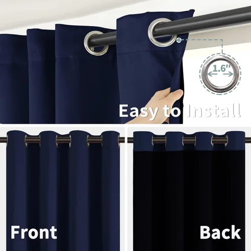 Miniatura 6 de BGment - Cortinas con aislamiento térmico para habitación, 100 % opacas, con forro negro, cortina de doble capa con ojales, reduce el ruido