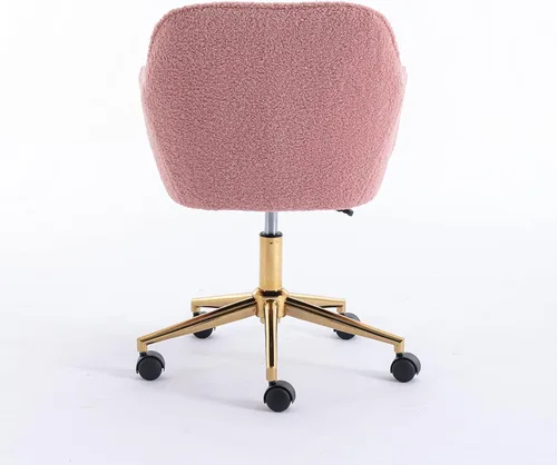Miniatura 6 de Silla de oficina en casa, silla de escritorio peluda, silla de tocador tapizada y esponjosa, silla de trabajo moderna, silla giratoria ajustable