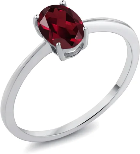 Miniatura 109 de Gem Stone King Anillo de compromiso solitario con piedra preciosa de oro blanco de 10 quilates, ovalado, 0.27 x 0.19 pulgadas, anillo de promesa