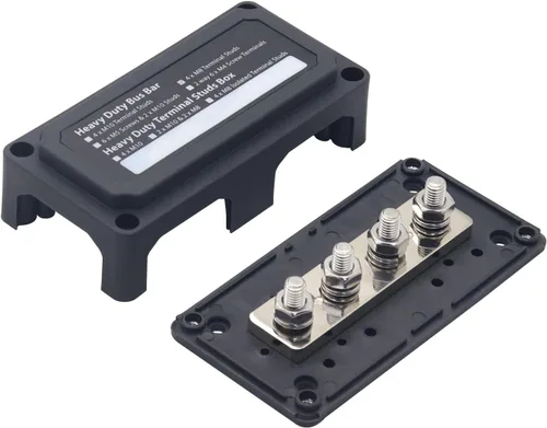 Miniatura 5 de Caja de barra de bus de 300 A (negro) con cubierta 4 pernos de 5/16 pulgadas (M8) Barra colectora de bloque de distribución de energía de 300