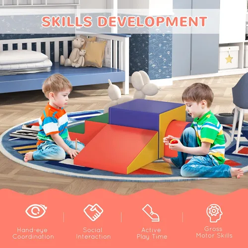 Miniatura 3 de Qaba Juguetes de escalada para niños pequeños y niños, juego de espuma suave y seguro de 4 piezas fácil de limpiar para gatear o deslizarse, surtido