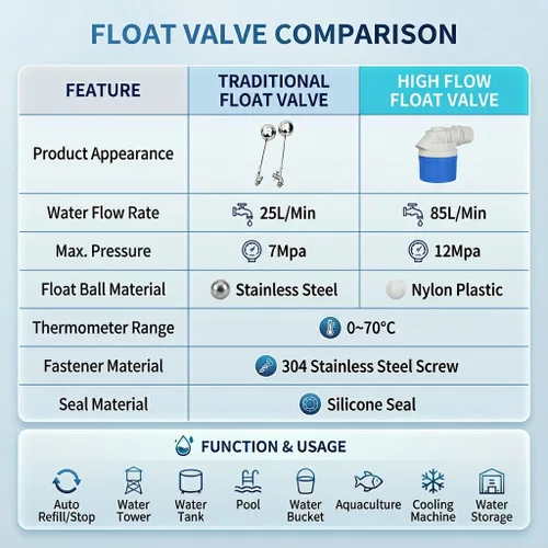 Miniatura 3 de Válvula de flotador de control automático de nivel de agua de 1 pulgada de entrada lateral, válvula de flotador para tanque de agua, piscinas