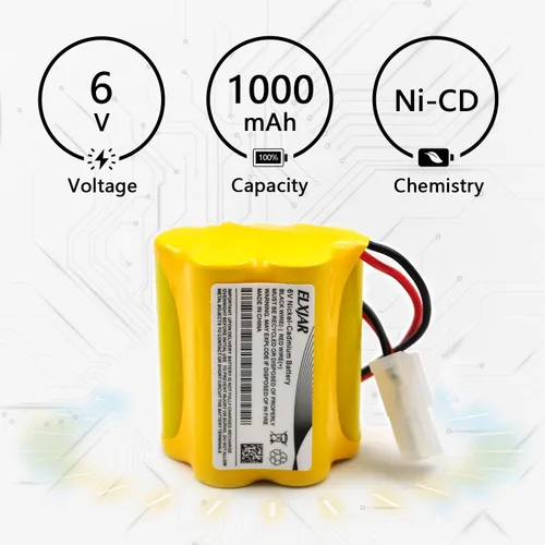 Miniatura 3 de Paquete de 5 baterías de repuesto de 6 V 1000 mAh Ni-CD para Aritech 10050205 Lithonia ENB06006 Prescolite ENB-06006 E18750-100 N1200-4-DWP Señal