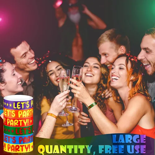 Miniatura 7 de Teling Paquete de 600 pulseras de papel para eventos, bandas de brazo para fiestas, bandas de mano ligeras de colores neón para eventos y fiestas
