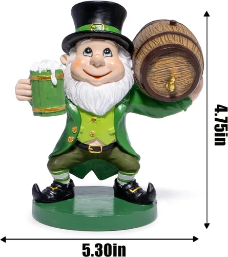 Miniatura 2 de Hodao Figura de gnomo del día de San Patricio, decoración festiva irlandesa, escultura de resina con maceta de oro, 5.2 pulgadas de alto
