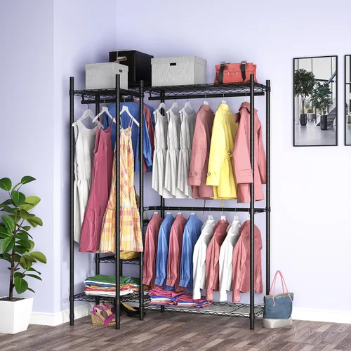 Miniatura 3 de Perchero de ropa resistente para colgar ropa, perchero de metal para ropa, estante de ropa independiente, estante de armario ajustable