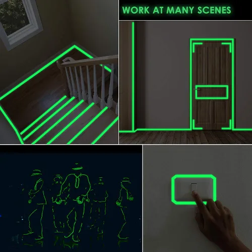 Miniatura 5 de Cinta que brilla en la oscuridad, 0.5 pulgadas x 16 pies, color verde, con punta fluorescente para Pascua, teatro, escenario, fiesta, pared