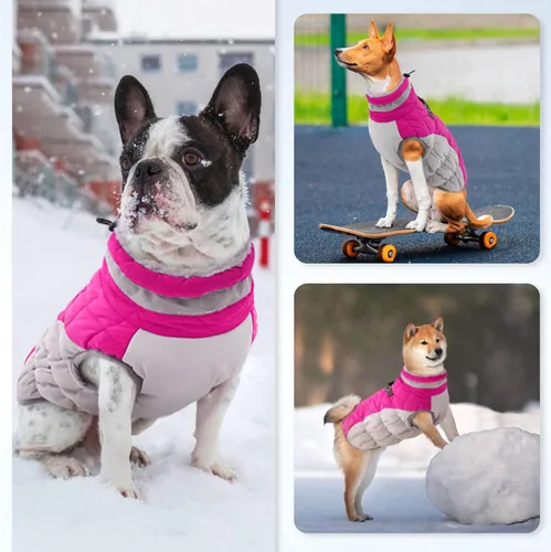 Miniatura 7 de Abrigo para Perro Pequeño, Chaquetas para Perros Pequeños, Chaqueta de Invierno Cálida, Abrigo para Cachorro con Arnés Incorporado, Chaqueta Rosado