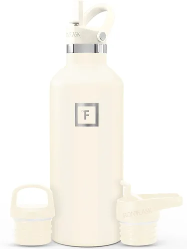 Miniatura 46 de IRON °FLASK Botellas de agua de campamento/senderismo, 3 tapas (estrecha con popote), sin fugas, aisladas al vacío, acero inoxidable de doble pared
