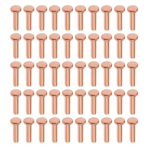 Miniatura 7 de uxcell 100 remaches sólidos de cobre, remaches metálicos de cabeza plana de 1/8 x 5/32 pulgadas para aplicaciones eléctricas, suministros de trabajo