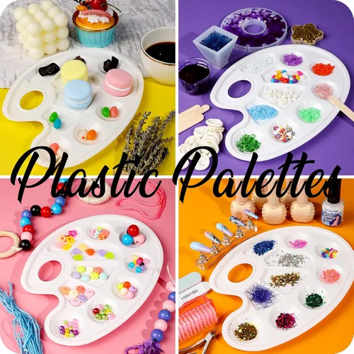 Miniatura 6 de FANDAMEI Paletas de Bandeja de Pintura Ovaladas, 8 PCS Paletas de Bandeja de Pintura Blanca de Plástico, Paletas de Pintura Paletas de Pintura