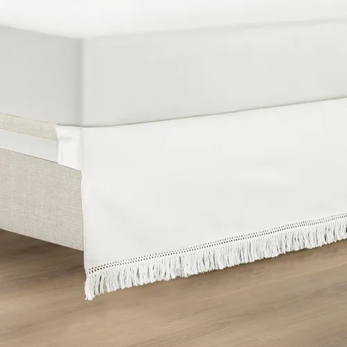 Miniatura 8 de Lush Decor Falda de cama bohemia con flecos de 15 pulgadas de fácil ajuste, tamaño Queen, 60 pulgadas de ancho x 80 pulgadas de largo + 15 pulgadas