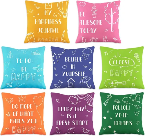 Hosuly 8 fundas de almohada para el aula, de 18 x 18 pulgadas, inspiradoras, fundas de almohada con citas para el hogar, al aire libre, lectura,