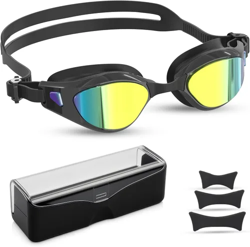 Gafas de natación, gafas de natación polarizadas, antiniebla, sin fugas, protección UV, gafas de natación de visión amplia para mujeres y hombres