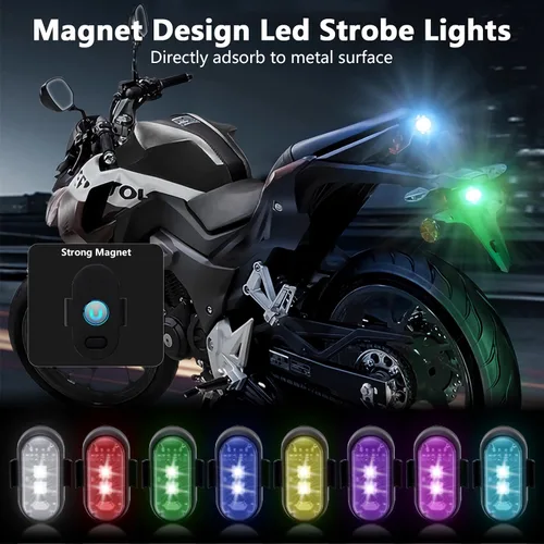 Miniatura 3 de LECART 4 luces estroboscópicas LED magnéticas con control remoto, 8 colores, inalámbricas, anticolisión, luces estroboscópicas de emergencia