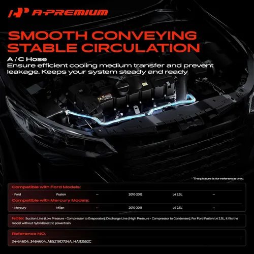 Miniatura 2 de A-Premium Manguera de succión y manguera de descarga para A/C compatible con Ford Fusion 2010-2012 y Mercury Milan 2010-2011, 2.5L