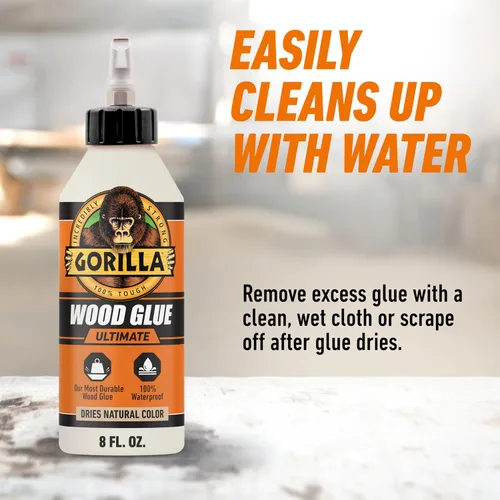 Miniatura 7 de Gorilla Ultimate - Pegamento para madera impermeable, color madera natural, 8 onzas (paquete de 1), resistente al agua para proyectos y reparaciones