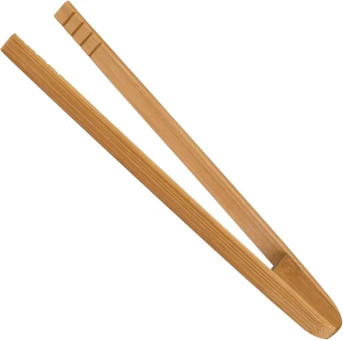 Miniatura 6 de BambooMN - Pinzas reutilizables de bambú "A" para tostadas de 7.9" - Marrón carbonizado - 10 piezas