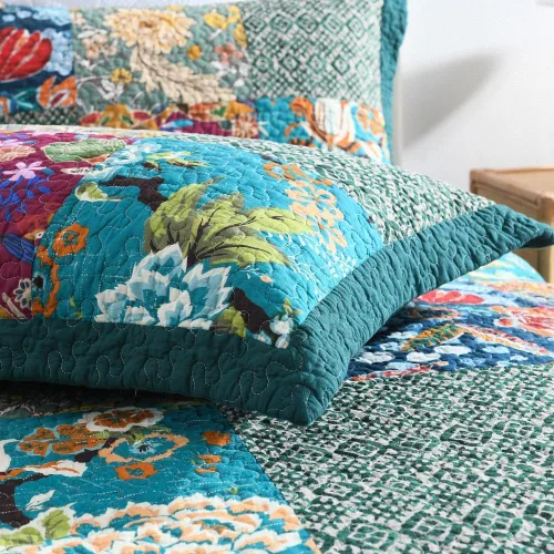 Miniatura 6 de Autumn Dream - Juego de colchas de algodón, juego de cubrecama reversible, conjunto de cubrecamas, edredón de confort, estampado floral vintage