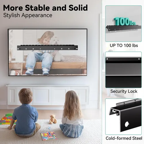 Miniatura 5 de Auoace Soporte de pared para TV de yeso sin taladrar para televisores pequeños de 22 a 55 pulgadas, hasta 100 libras, perfil bajo de 1.1 pulgadas