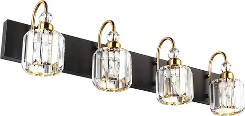 Miniatura 17 de Ralbay - Luces LED modernas de tocador para baño de 5 luces, luces de tocador de cristal sobre espejo, lámparas modernas de tocador para baño