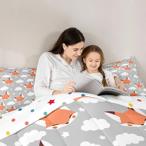 Miniatura 4 de Erosebridal Edredón de zorro para niños, tamaño individual, juego de ropa de cama de zorro de dibujos animados para niños y niñas, decoración