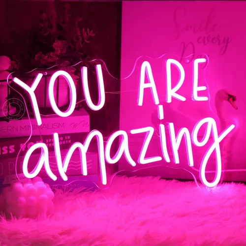 SYLHOME Letreros de luz LED de neón Pink You Are Amazing para bodas, cumpleaños, fiestas de niñas, letrero de decoración de pared, aula, hogar,