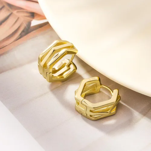 Miniatura 5 de ToHeart Pendientes Huggies de oro para mujer, pequeños aretes de aro de oro