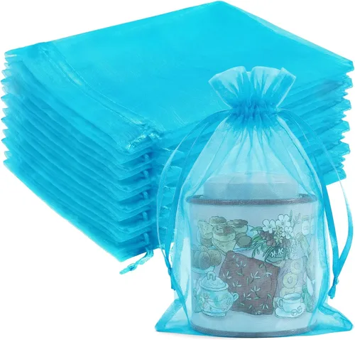 Miniatura 24 de Crweety 50 Piezas Bolsas de Organza Doradas de 3 x 4 Pulgadas, Pequeñas Bolsas de Regalo de Malla con Cordón para Favores de Boda, Despedida