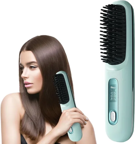Miniatura 10 de Go Brush - Cepillo alisador de cabello 2026, cepillo alisador de pelo inalámbrico para cabello corto, mini cepillo alisador portátil con 3 ajustes