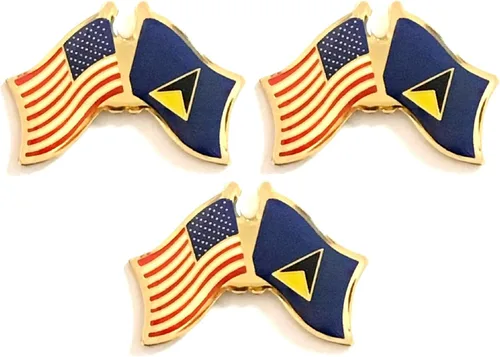 Miniatura 24 de 3 Pines de solapa con banderas de Estados Unidos y países internacionales, paquete de 3 pines dobles con diseño de banderas de Estados Unidos