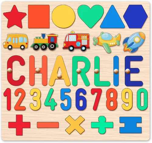 Miniatura 6 de Rompecabezas de madera con nombre personalizado para niños, regalos de primer cumpleaños, rompecabezas de nombre personalizado para niños de 1 año