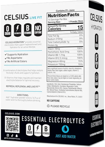 Miniatura 2 de Celsius Hydration™ Blue Razz, mezcla de bebida de hidratación con electrolitos sin azúcar (paquete de 14)