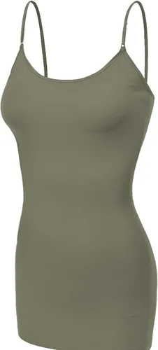 Miniatura 132 de Emmalise Camisola larga casual básica para mujer, con tirantes ajustables, top en capas