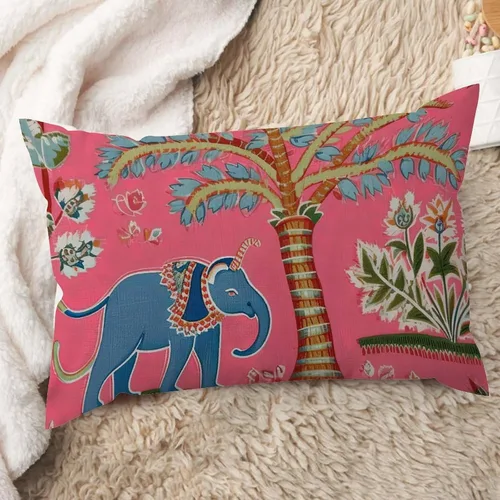 Miniatura 8 de ArogGeld Funda de cojín lumbar asiática de estilo chinoiserie, de lino marrón, pájaro y flor, funda de almohada asiática para sala de estar, A-6
